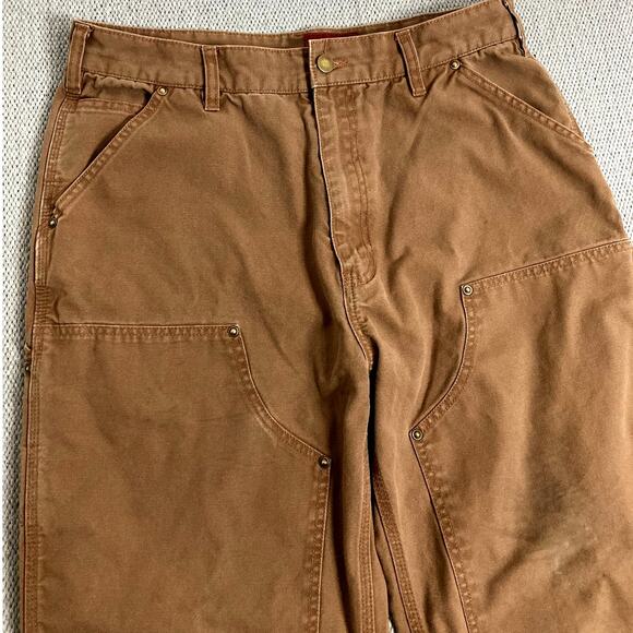 Skoops NYC Traditional Duck Pants Mens 34X30 Khaki Double Knee Carpenter Work - Picture 2 of 13